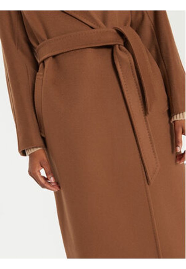 Weekend Max Mara Płaszcz wełniany Resina 2425016092 Brązowy Regular Fit. Kolor: brązowy. Materiał: wełna