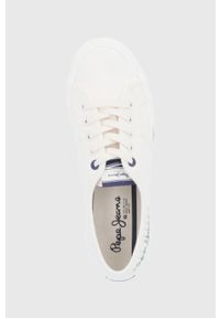 Pepe Jeans tenisówki brady w logo damskie kolor biały. Nosek buta: okrągły. Zapięcie: sznurówki. Kolor: biały. Materiał: guma #2