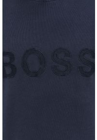 BOSS - Boss Bluza bawełniana męska kolor granatowy z aplikacją. Okazja: na co dzień. Kolor: niebieski. Materiał: bawełna. Wzór: aplikacja. Styl: casual