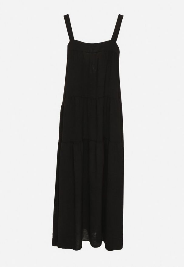 Born2be - Czarna Sukienka o Rozkloszowanym Kroju z Wiązaniem z Tyłu Savinelle. Okazja: na co dzień, na imprezę. Kolor: czarny. Styl: elegancki, casual
