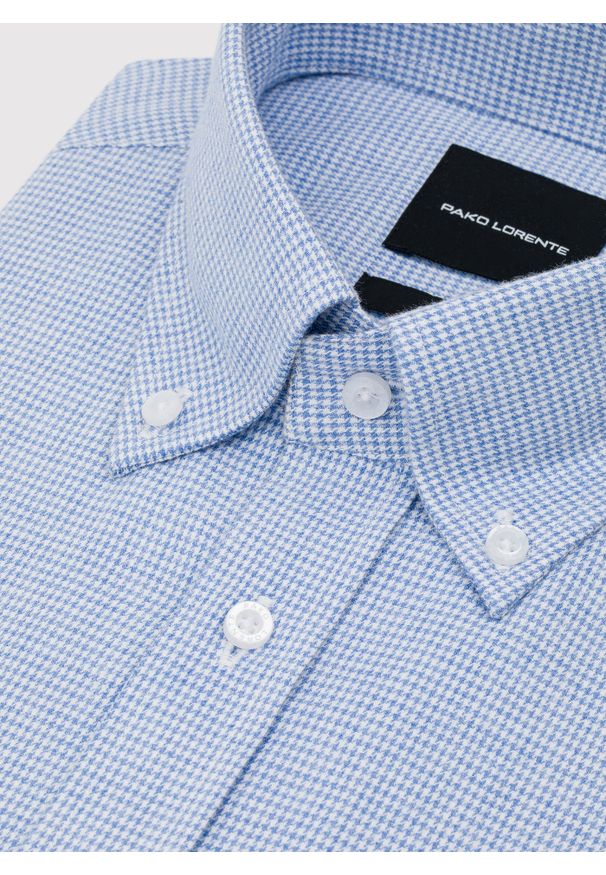 Pako Lorente - PAKO LORENTE - Niebieska koszula w pepitkę. Kolor: niebieski. Materiał: bawełna. Długość rękawa: długi rękaw. Długość: długie