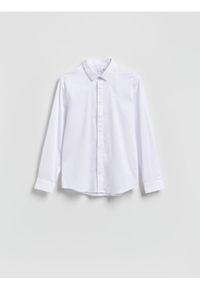 Reserved - Gładka koszula super slim fit - biały. Kolor: biały. Materiał: tkanina, bawełna. Wzór: gładki #1