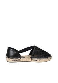 Pinko Espadryle "Angelica" | 1H2119 Y86A | Kobieta | Czarny. Okazja: na co dzień. Kolor: czarny. Materiał: skóra. Wzór: ażurowy, aplikacja. Sezon: lato. Styl: casual, elegancki