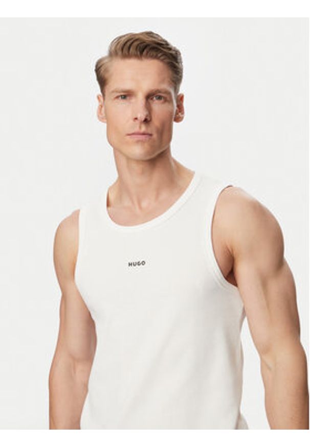 Hugo - HUGO Tank top Dapota 50563744 Kremowy Slim Fit. Kolor: kremowy. Materiał: bawełna