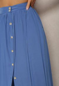 Renee - Niebieska Rozkloszowana Spódnica Maxi z Gumką w Talii i Kieszeniami Kendrani. Okazja: na co dzień, na imprezę. Kolor: niebieski. Styl: elegancki, casual #5