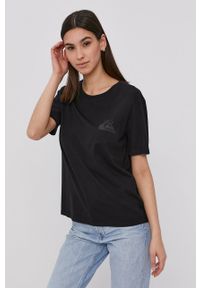 Quiksilver T-shirt damski kolor czarny. Okazja: na co dzień. Kolor: czarny. Materiał: bawełna, dzianina. Wzór: gładki. Styl: casual #4