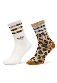 Adidas - adidas Skarpety długie Leopard JV7855 Brązowy. Kolor: brązowy. Materiał: materiał, bawełna