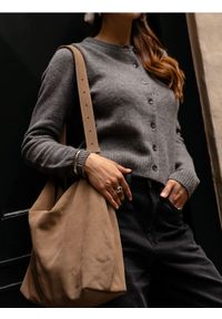 Reserved - Kardigan z obniżoną linią ramion - szary. Kolor: szary. Materiał: dzianina, wełna