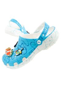 Klapki sandały chodaki damskie Crocs Smurfs Smerfy. Kolor: niebieski, wielokolorowy, biały. Materiał: materiał