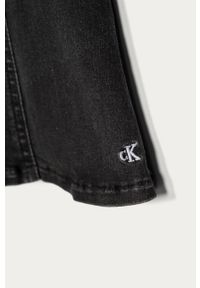 Calvin Klein Jeans - Spódnica jeansowa. Kolor: szary. Materiał: bawełna, denim, elastan, tkanina, poliester. Wzór: gładki #3