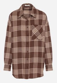 Born2be - Brązowa Bawełniana Koszula w Kratę Monittia. Okazja: na co dzień. Kolor: brązowy. Materiał: bawełna. Styl: klasyczny, casual, elegancki #7