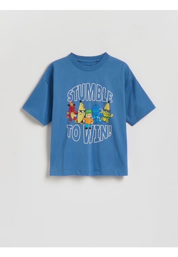 Reserved - T-shirt Stumble Guys - niebieski. Kolor: niebieski. Materiał: bawełna, dzianina