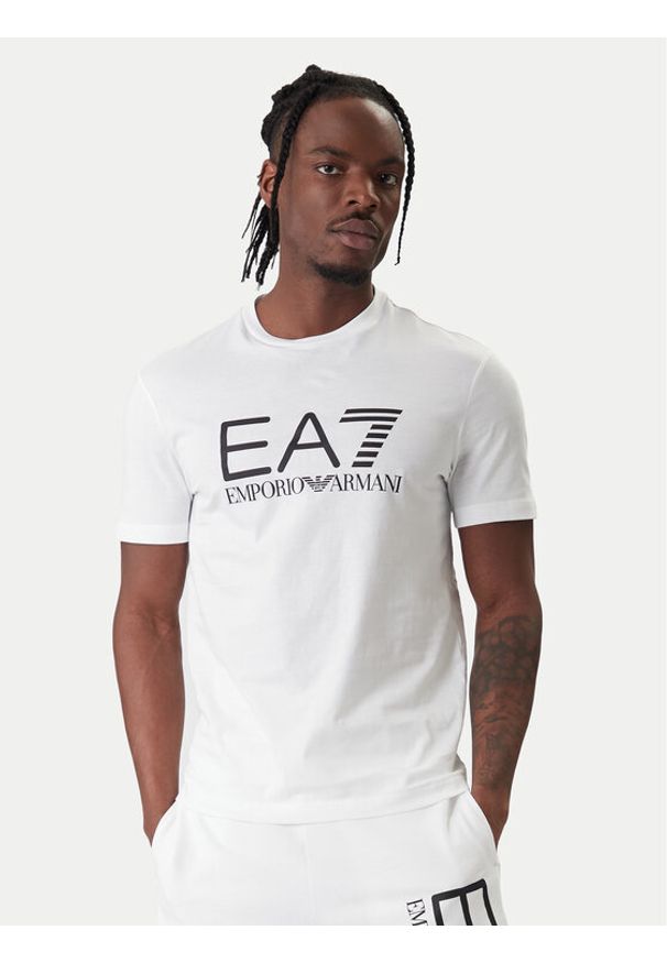 EA7 Emporio Armani T-Shirt 7M001412 AF22264 U0002 Biały Regular Fit. Kolor: biały. Materiał: bawełna