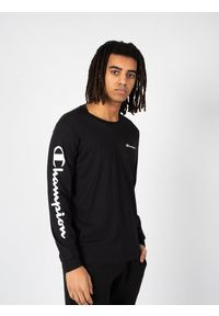 Champion - Longsleeve treningowy męski. Kolor: czarny. Materiał: bawełna. Długość rękawa: długi rękaw