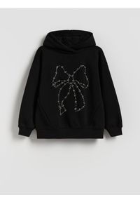 Reserved - Bluza z aplikacją - czarny. Typ kołnierza: kaptur. Kolor: czarny. Materiał: bawełna, dzianina. Wzór: aplikacja