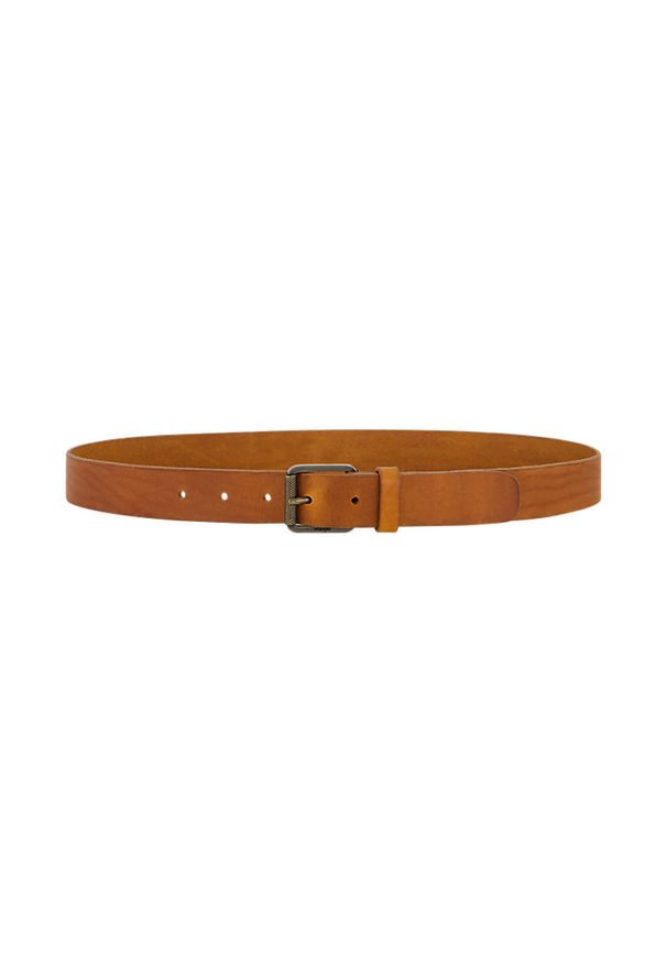 Wrangler - WRANGLER MĘSKI PASEK SKÓRZANY LEATHER BELT COGNAC 112358070 PREMIUM W0N7014672. Materiał: skóra. Wzór: paski. Styl: klasyczny