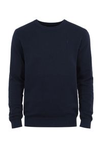 Ochnik - Granatowy sweter męski basic. Okazja: na co dzień. Kolor: niebieski. Materiał: bawełna. Długość: długie. Styl: casual #4