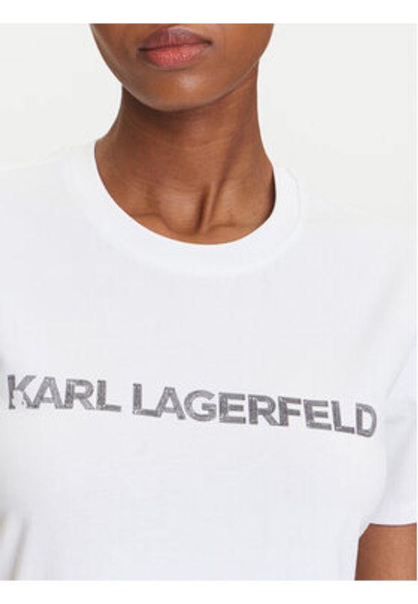 Karl Lagerfeld - KARL LAGERFELD T-Shirt A3W17102 Biały Regular Fit. Typ kołnierza: dekolt w karo. Kolor: biały. Materiał: bawełna