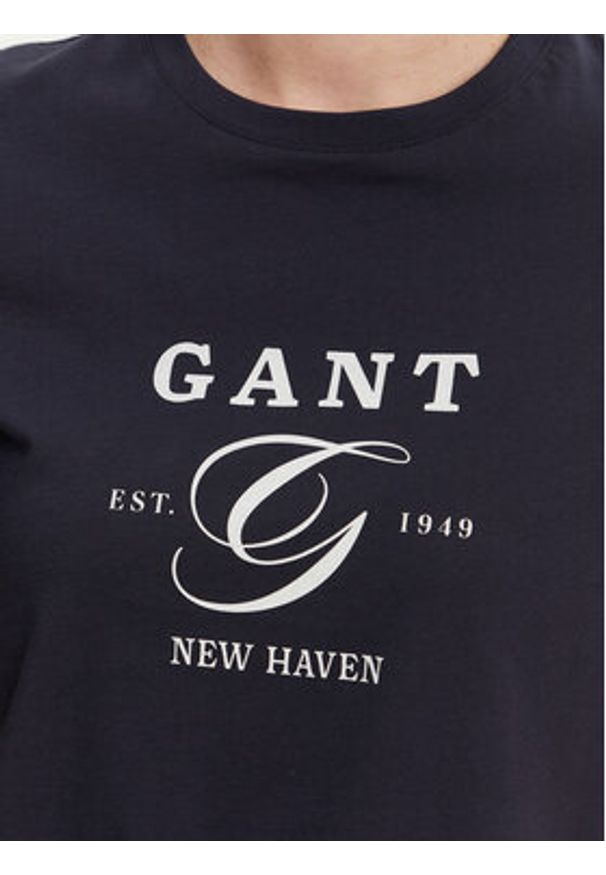 GANT - Gant T-Shirt 4200563 Granatowy Regular Fit. Kolor: niebieski. Materiał: bawełna