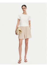 ICONA Szorty materiałowe RP5LE006 Beżowy Regular Fit. Kolor: beżowy. Materiał: len