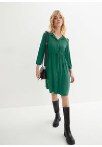 bonprix - Sukienka ciążowa i do karmienia piersią, z kołnierzykiem. Kolekcja: moda ciążowa. Kolor: zielony. Styl: elegancki #3