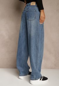 Renee - Niebieskie Jeansy High Waist z Szerokimi Nogawkami Fyserlia. Okazja: na co dzień. Stan: podwyższony. Kolekcja: plus size. Kolor: niebieski. Styl: klasyczny, casual #6