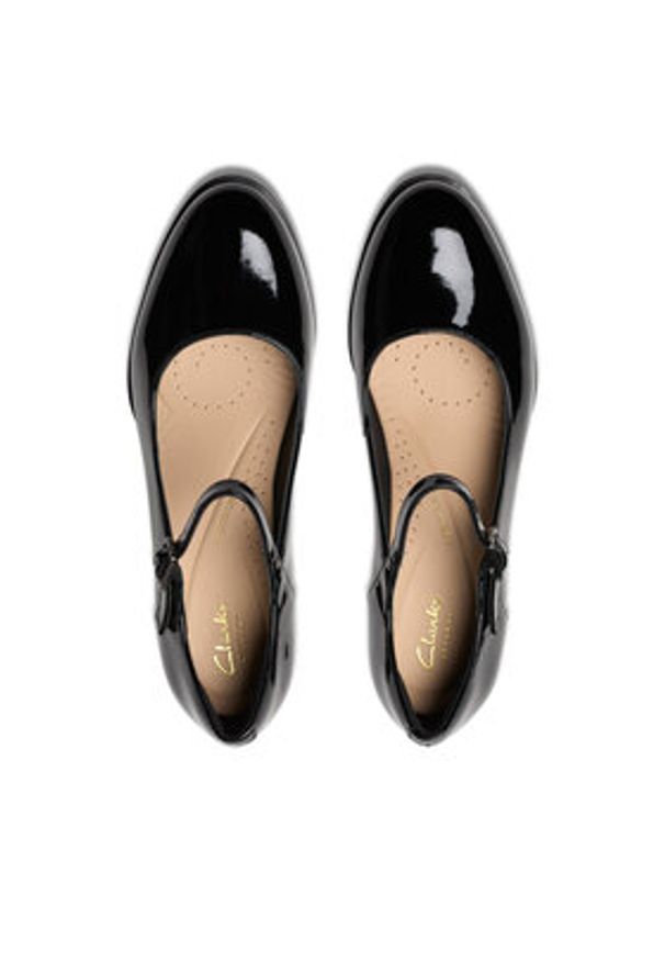 Clarks Półbuty Freva 55 Strap 26181337 Czarny. Kolor: czarny. Materiał: lakier, skóra
