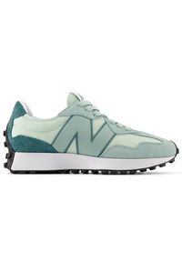 Buty unisex New Balance U327ME – zielone. Okazja: na co dzień. Kolor: zielony. Materiał: guma, dresówka, zamsz, skóra. Szerokość cholewki: normalna