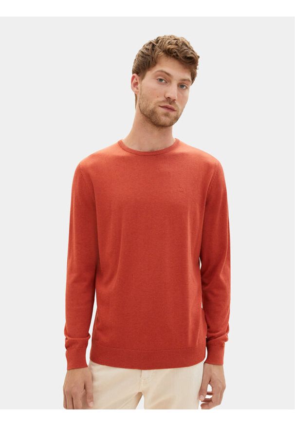 Tom Tailor Sweter 1027661 Czerwony Regular Fit. Kolor: czerwony. Materiał: bawełna