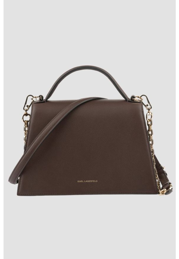 Karl Lagerfeld - KARL LAGERFELD Czekoladowa torebka damska Crossbody. Kolor: brązowy. Materiał: skórzane