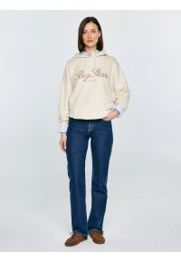 Big-Star - Bluza damska z kapturem kremowa Raisa 103. Okazja: na spacer, na co dzień. Typ kołnierza: kaptur. Kolor: kremowy. Materiał: dzianina, jeans, dresówka. Wzór: gładki, haft. Styl: casual, sportowy #4