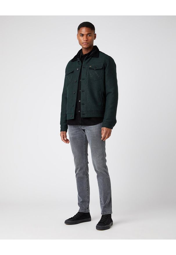 Wrangler - MĘSKA SHERPA WRANGLER WOOL TRUCKER JACKET DEEP FOREST W4F2SGG08 112141366