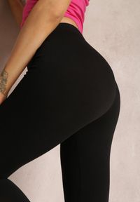 Renee - Czarne Legginsy z Gumką w Pasie i Koronkowymi Wstawkami Harine. Kolor: czarny. Materiał: koronka. Wzór: koronka #5