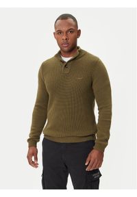 Aeronautica Militare Sweter 252MA1572UL00409 Zielony Slim Fit. Kolor: zielony. Materiał: bawełna