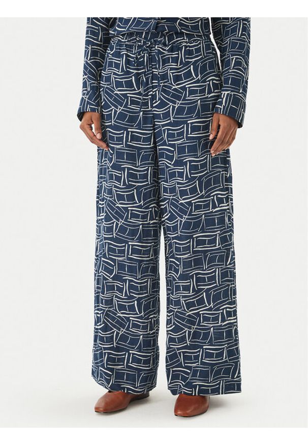 TOMMY HILFIGER - Tommy Hilfiger Spodnie materiałowe WW0WW48970 Granatowy Wide Leg. Kolor: niebieski. Materiał: len