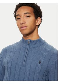 U.S. Polo Assn. Sweter MUP3697 Niebieski Regular Fit. Typ kołnierza: polo. Kolor: niebieski. Materiał: syntetyk #5