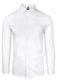 Elegancka Koszula Wizytowa - Victorio - Krój Klasyczny - Biała. Kolor: biały. Materiał: bawełna, poliester, elastan. Styl: klasyczny, elegancki, wizytowy
