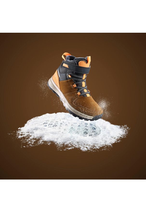 quechua - Buty turystyczne dla dzieci Quechua SH500 Warm zapinane na rzep wodoodporne. Zapięcie: rzepy. Kolor: pomarańczowy, wielokolorowy, szary, brązowy. Sezon: zima