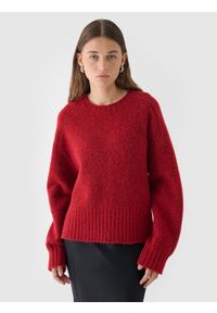 outhorn - Sweter z wełną i alpaką damski Outhorn - czerwony. Kolekcja: plus size. Kolor: czerwony. Materiał: wełna. Sezon: zima