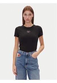 Tommy Jeans T-Shirt Tjw Slim Essential Logo 2 Tee DW0DW20316 Czarny Regular Fit. Kolor: czarny. Materiał: syntetyk, bawełna