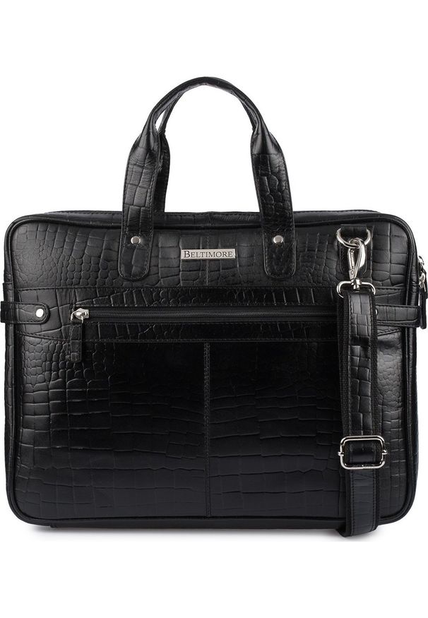 Torba Beltimore Torba skórzana elegancka croco laptop 15"6 aktówka czarna A4 S17. Kolor: czarny. Materiał: skóra. Styl: elegancki