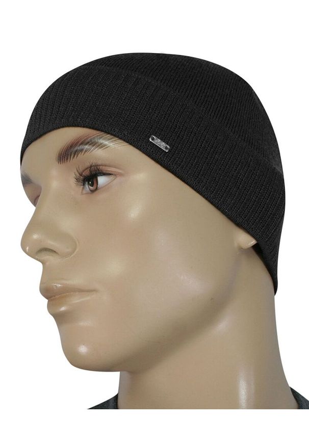 Szara czapka EM Men's Accessories na zimę, elegancka