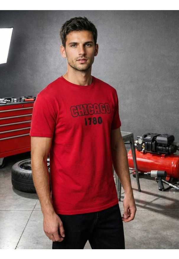 Sinsay - Bawełniana koszulka z krótkim rękawem - czerwony. Kolor: czerwony. Materiał: bawełna. Długość rękawa: krótki rękaw. Długość: krótkie