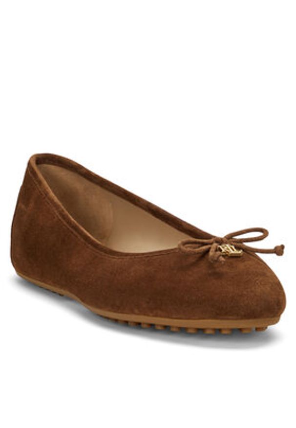 Lauren Ralph Lauren - LAUREN RALPH LAUREN Baleriny 802951376001 Brązowy. Kolor: brązowy. Materiał: zamsz, skóra