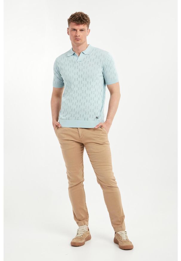 Karl Lagerfeld - Polo męskie z ażurowym logo KARL LAGERFELD. Typ kołnierza: polo. Wzór: ażurowy