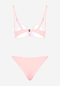 Renee - Jasnoróżowe Bikini z Cyrkoniami i Regulowanymi Ramiączkami Tloen. Kolor: różowy. Wzór: aplikacja #6