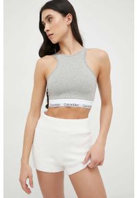 Calvin Klein Underwear top damski kolor szary. Kolor: szary. Materiał: dzianina. Długość rękawa: na ramiączkach. Wzór: melanż
