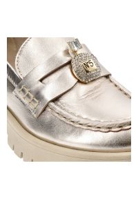 CheBello - Złote Mokasyny Chebello Stylowe Obuwie Damskie. Kolor: złoty. Materiał: materiał. Wzór: aplikacja. Styl: elegancki #3