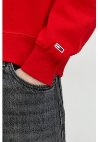 Tommy Jeans bluza męska kolor czerwony z aplikacją. Kolor: czerwony. Materiał: bawełna, poliester. Wzór: aplikacja #5