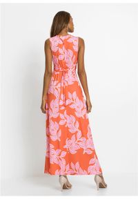 Letnia długa sukienka bonprix pomarańczowo-różowy w roślinny wzór. Kolor: pomarańczowy. Wzór: nadruk. Sezon: lato. Długość: maxi #5